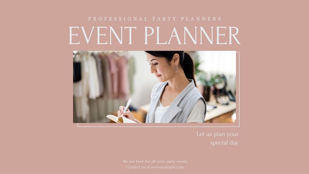 Event planner blog banner template, editable design