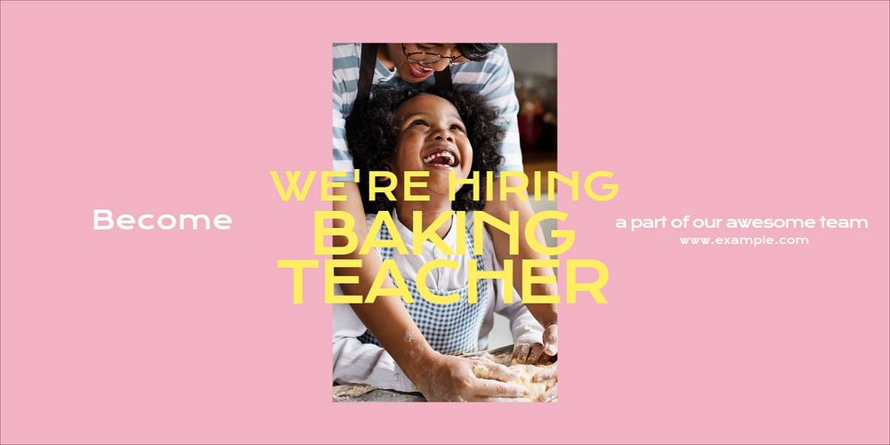 Hiring baking teacher Twitter ad template, customizable design