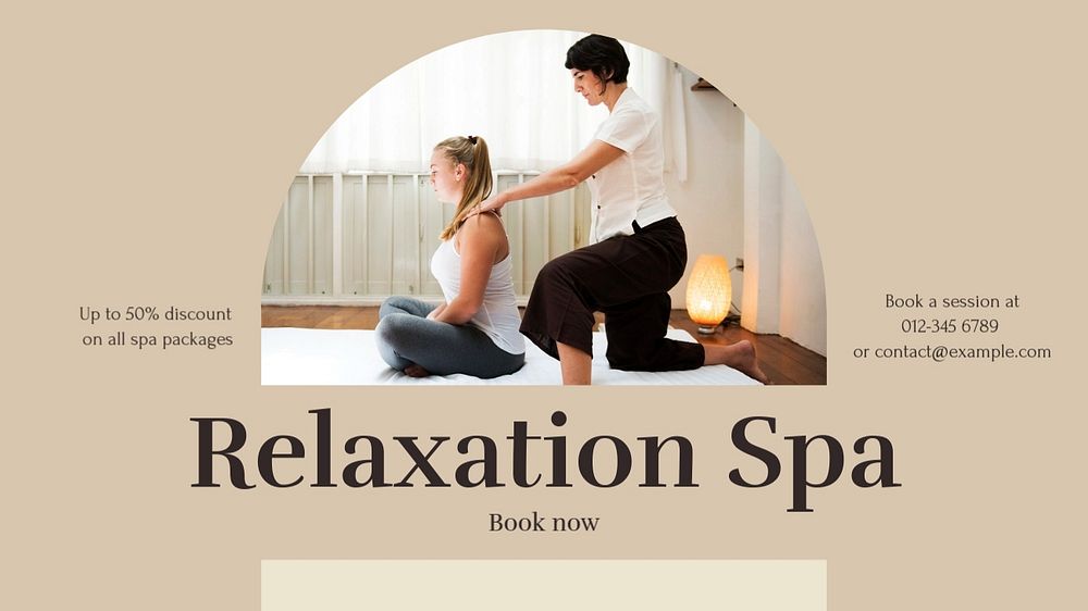 Relaxation spa blog banner template, editable text