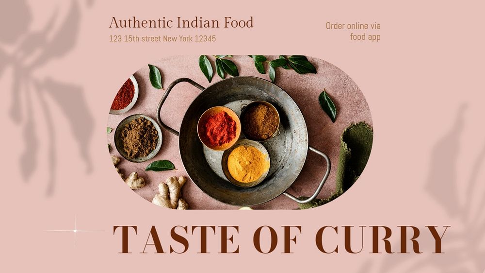 Indian restaurant blog banner template, editable design