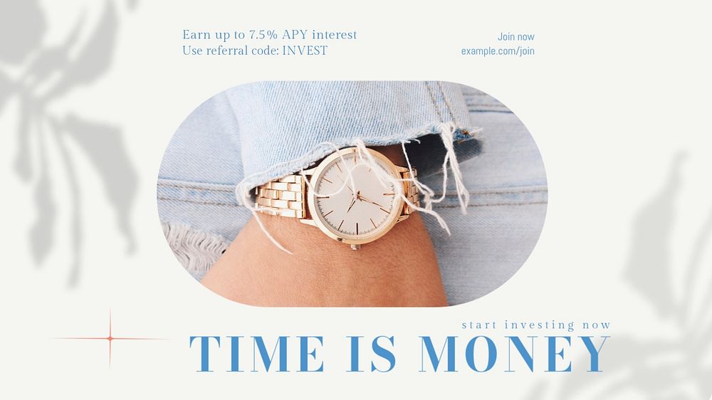 Time is money blog banner template, editable design