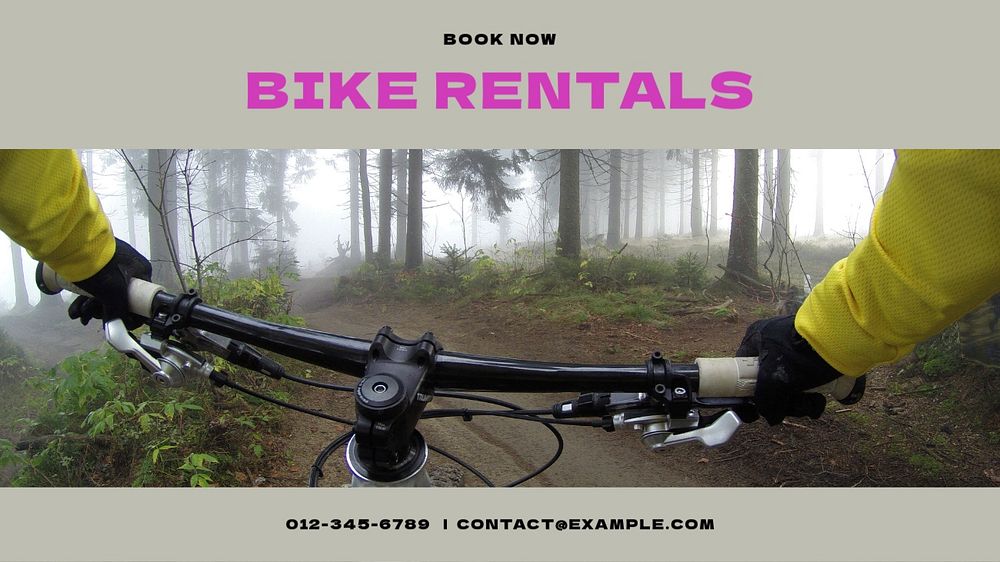 Bike rentals blog banner template, editable text & design