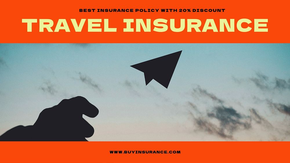 Travel insurance blog banner template, editable text & design