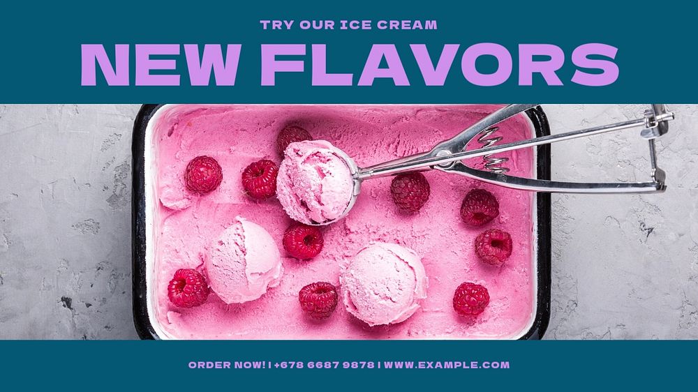 New flavors blog banner template, editable text & design