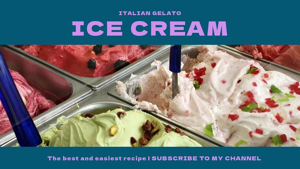 Gelato ice cream blog banner template, editable text & design