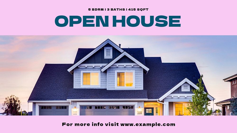 Open house blog banner template, editable text & design