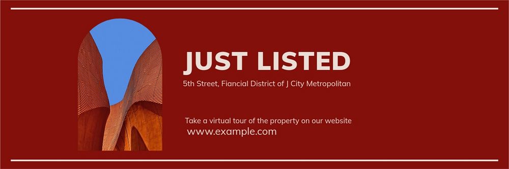 Listed property email header template, editable text & design