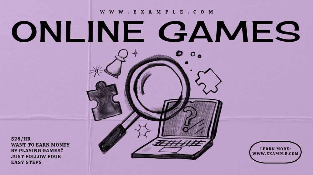 Online games blog banner template, editable text & design