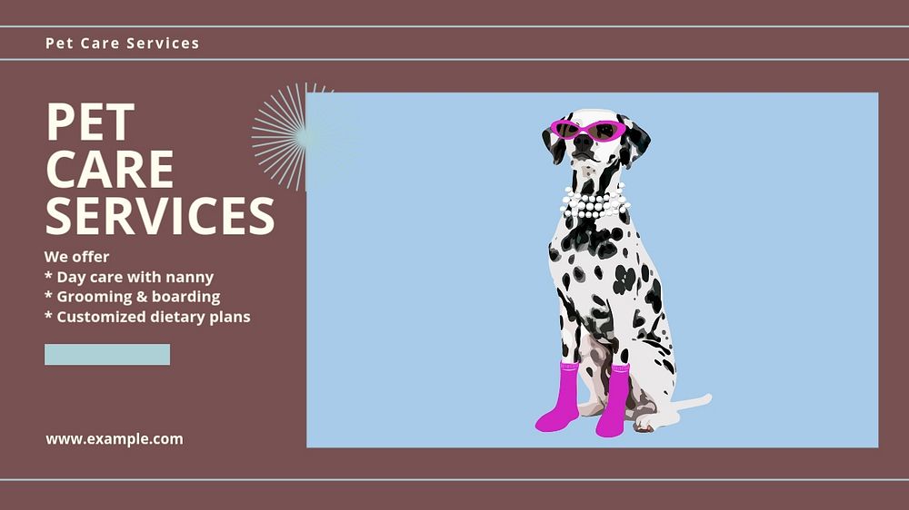 Pet care services Facebook cover template, editable design