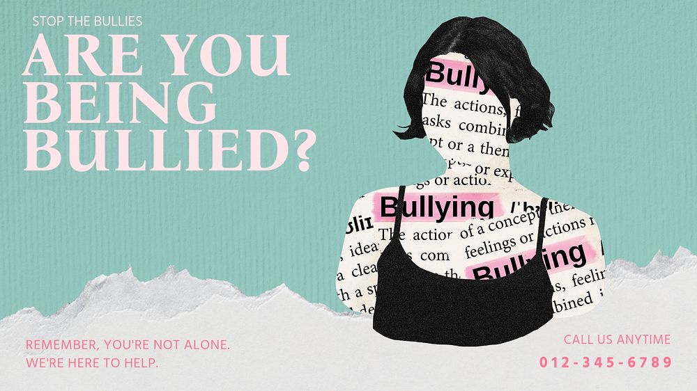 Bullying blog banner template, editable design & text