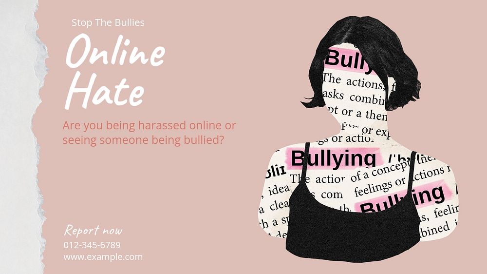 Online hate blog banner template, editable design & text