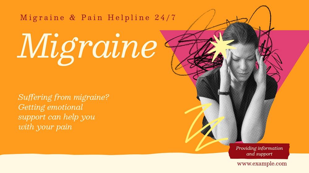 Migraine blog banner template, editable design & text