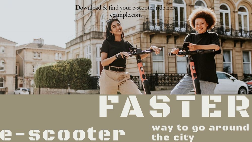 Electric scooter blog banner template, editable text & design