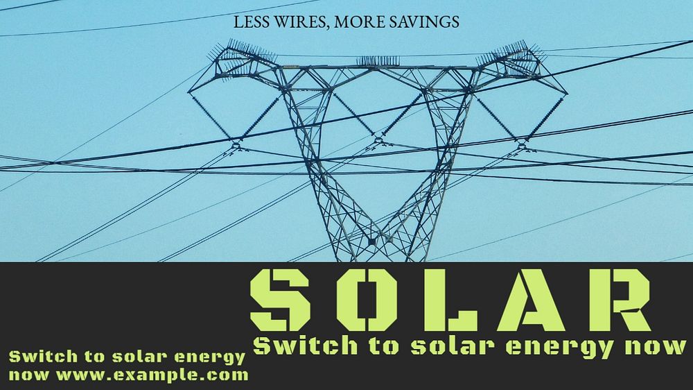 Solar energy blog banner template, editable text & design