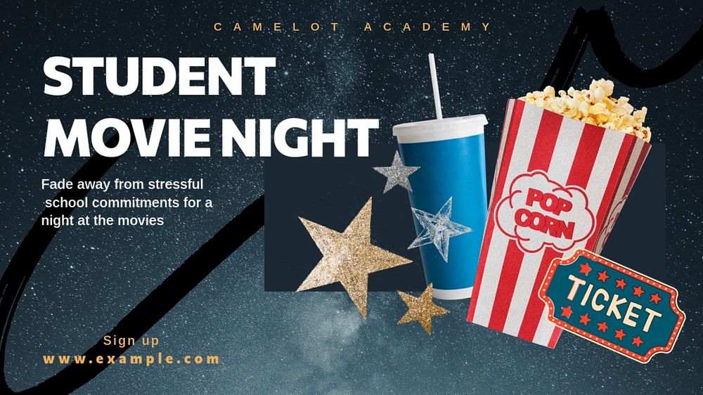 Movie night blog banner template, editable design & text