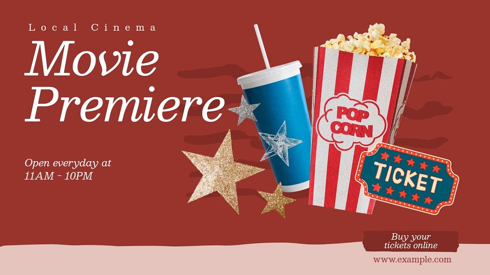 Movie premiere blog banner template, editable design & text