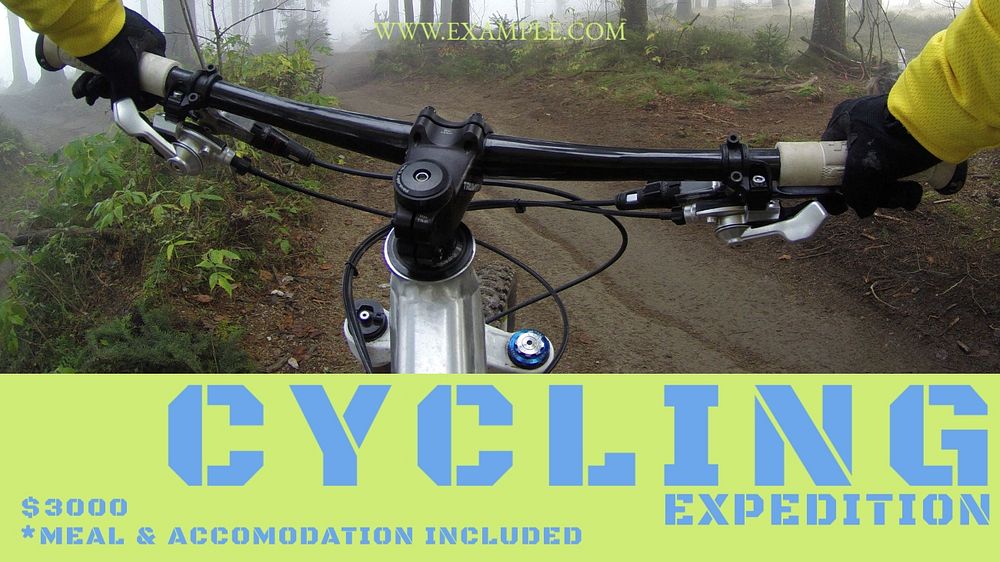 Cycling expedition blog banner template, editable text & design