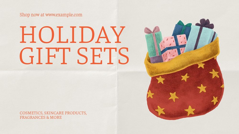 Holiday gift blog banner template, editable text & design