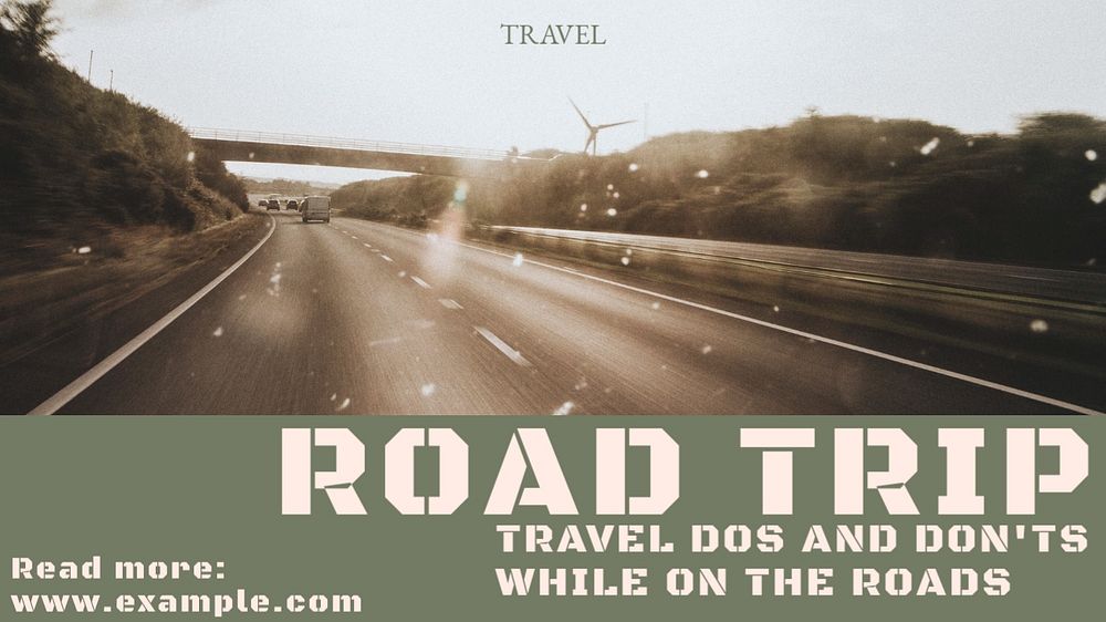 Road trip blog banner template, editable text & design