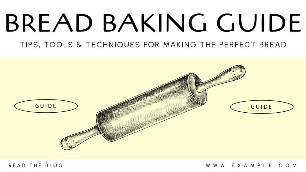 Bread baking guide blog banner template, editable text & design