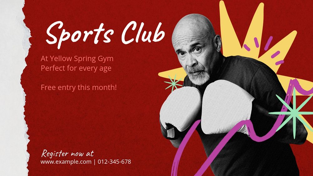 Sports club blog banner template, editable design & text