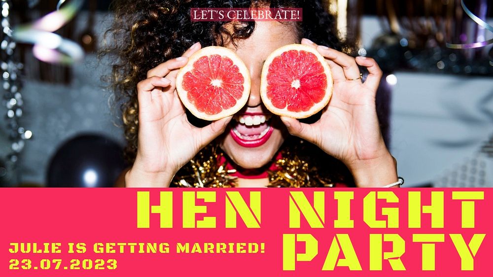 Hen night blog banner template, editable text & design