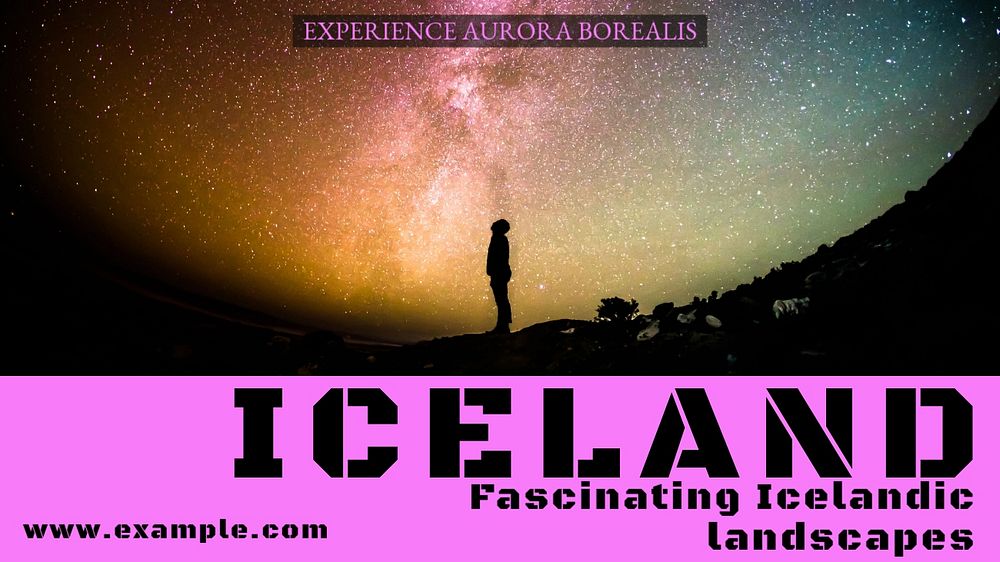 Iceland travel blog banner template, editable text & design