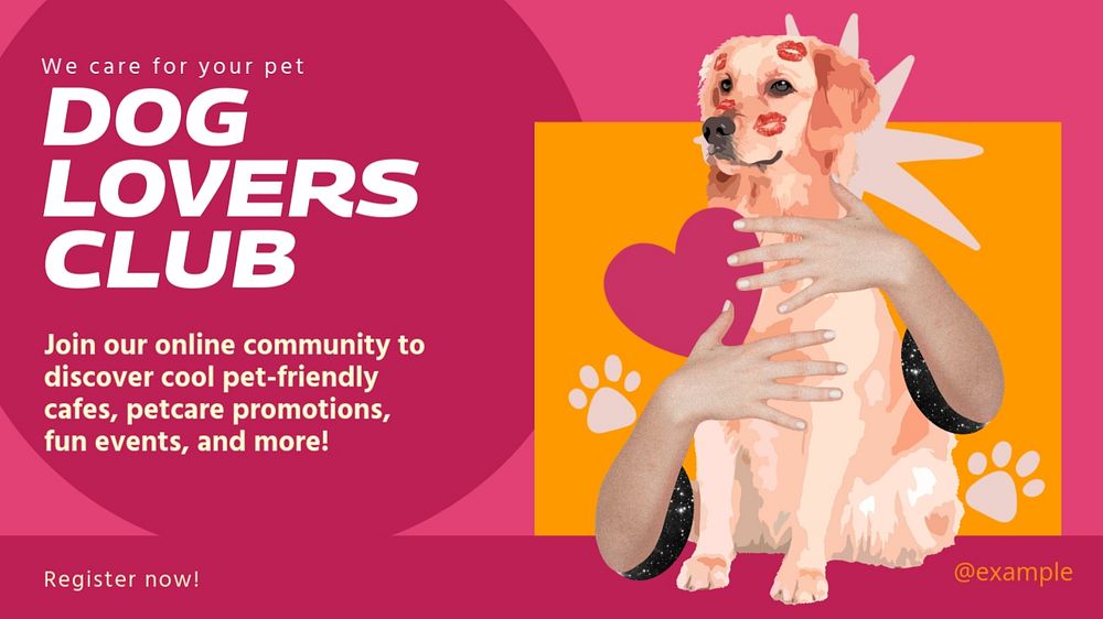 Dog lovers club blog banner template, editable design & text