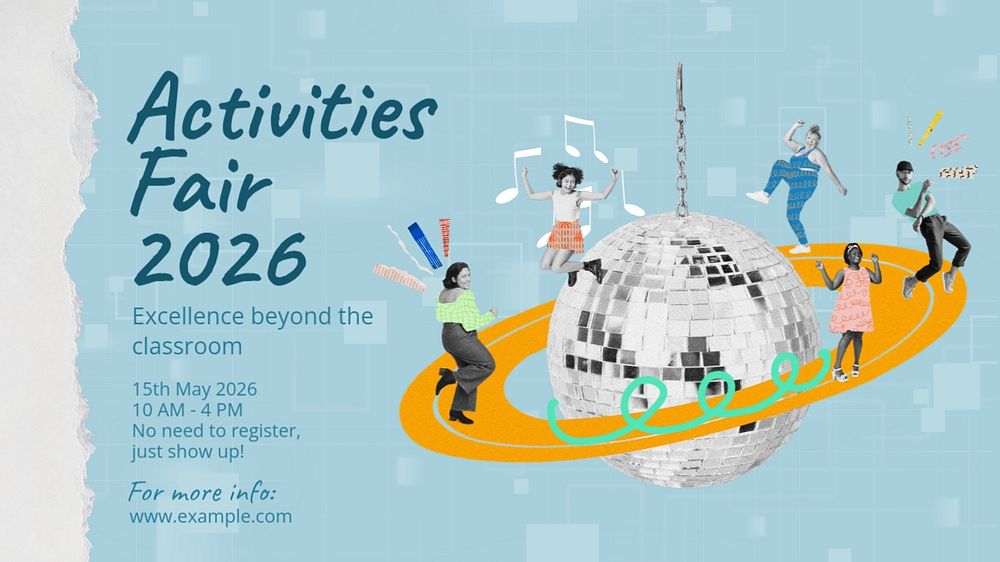 Activities fair blog banner template, editable design & text