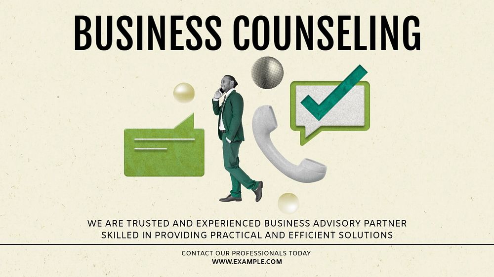 Business counseling blog banner template, editable text & design