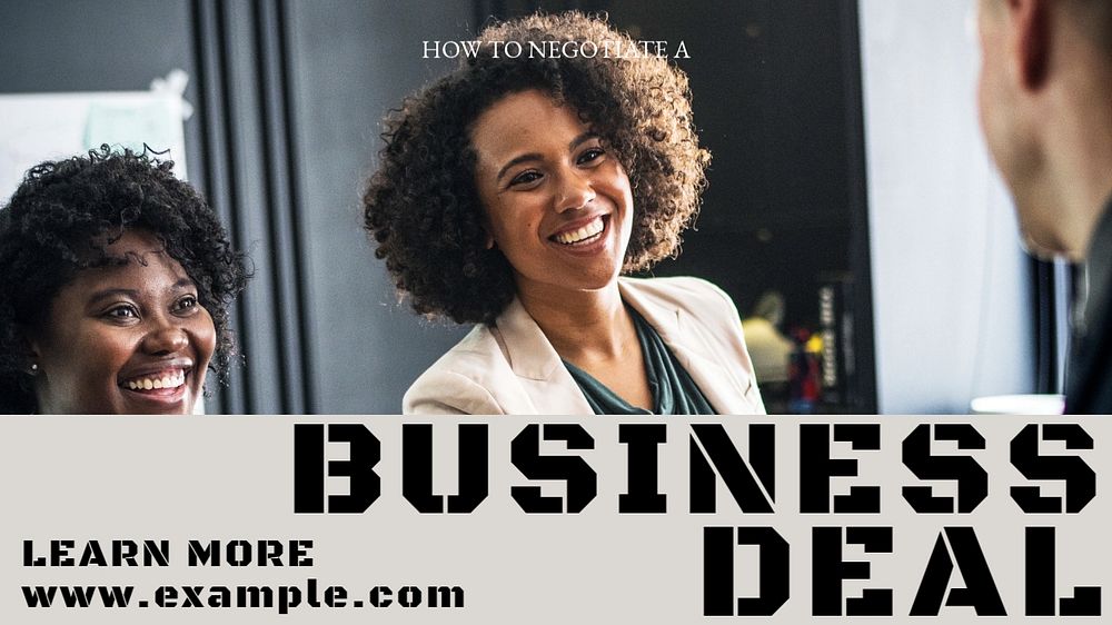 Negotiation business deal blog banner template, editable text & design