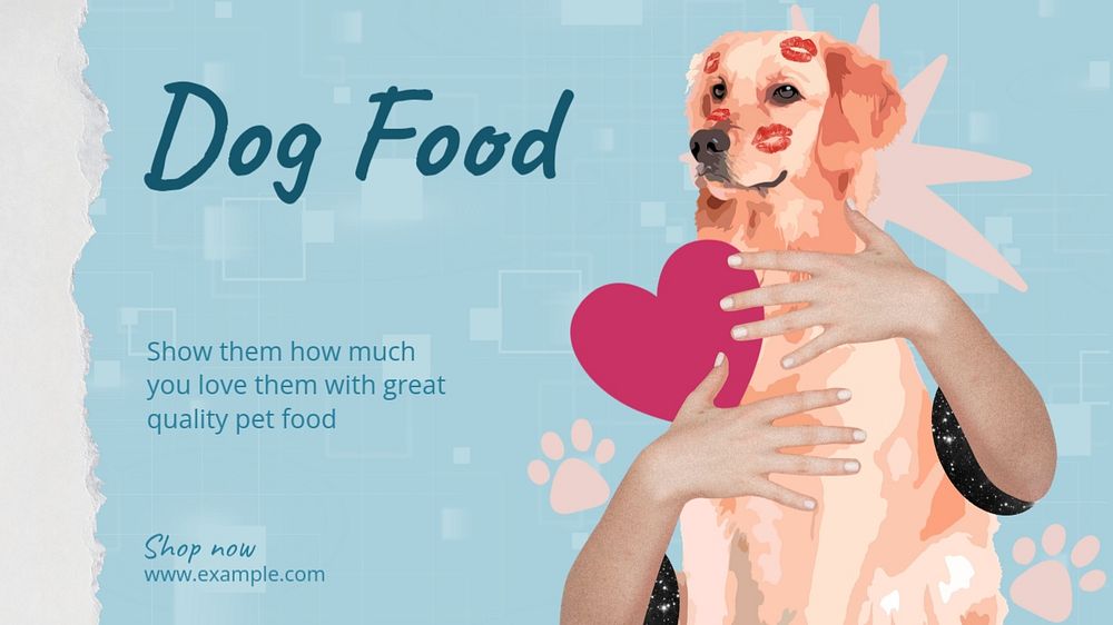 Pet food blog banner template, editable design & text