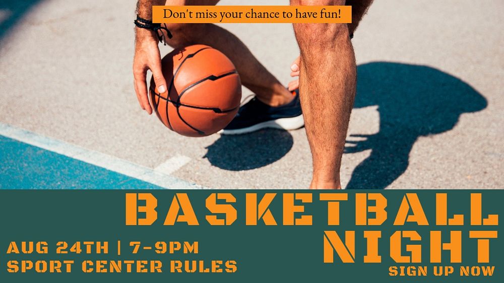 Basketball night blog banner template, editable text & design