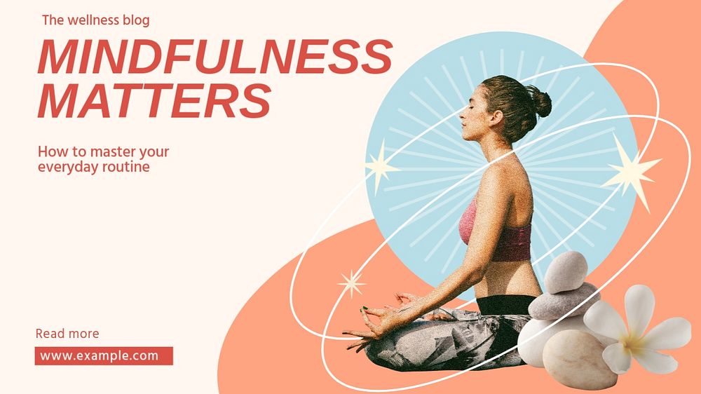 Mindfulness matters blog banner template, editable design & text