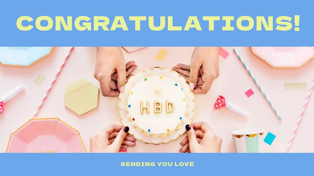 Congratulations blog banner template, editable text & design