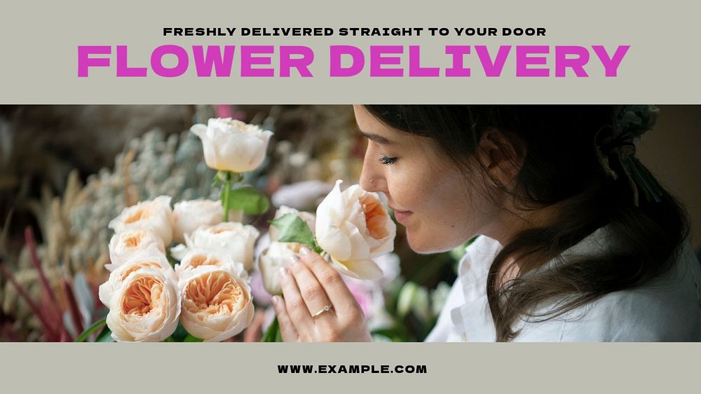 Flower delivery blog banner template, editable text & design