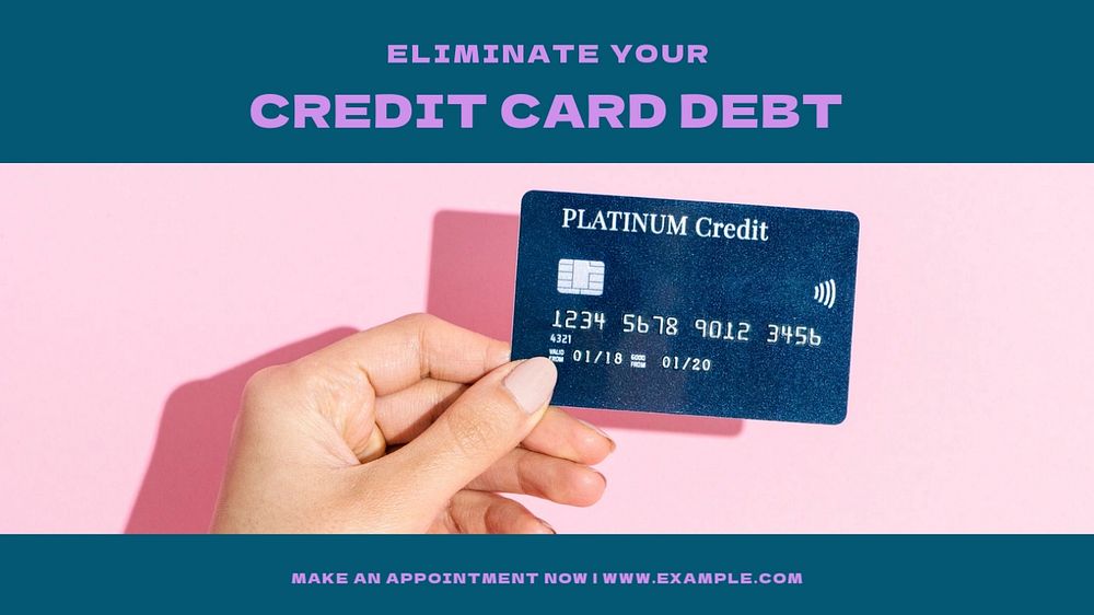 Credit card debt blog banner template, editable text & design