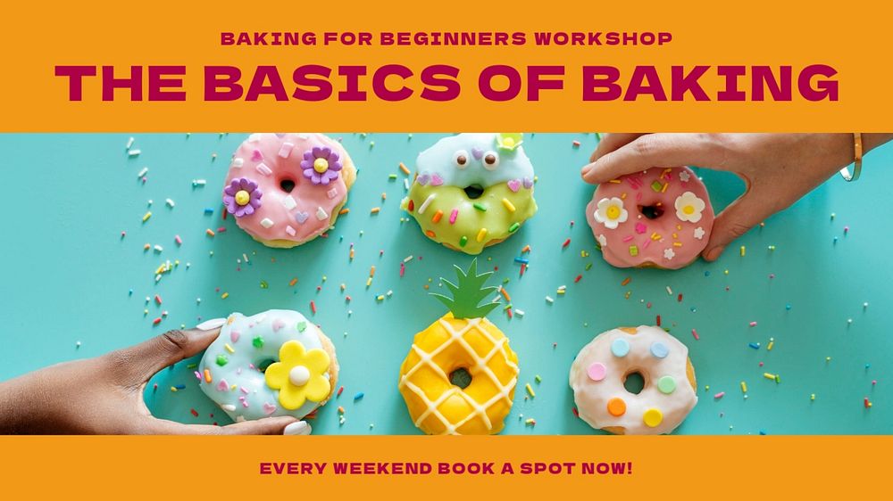 Baking workshop blog banner template, editable text & design