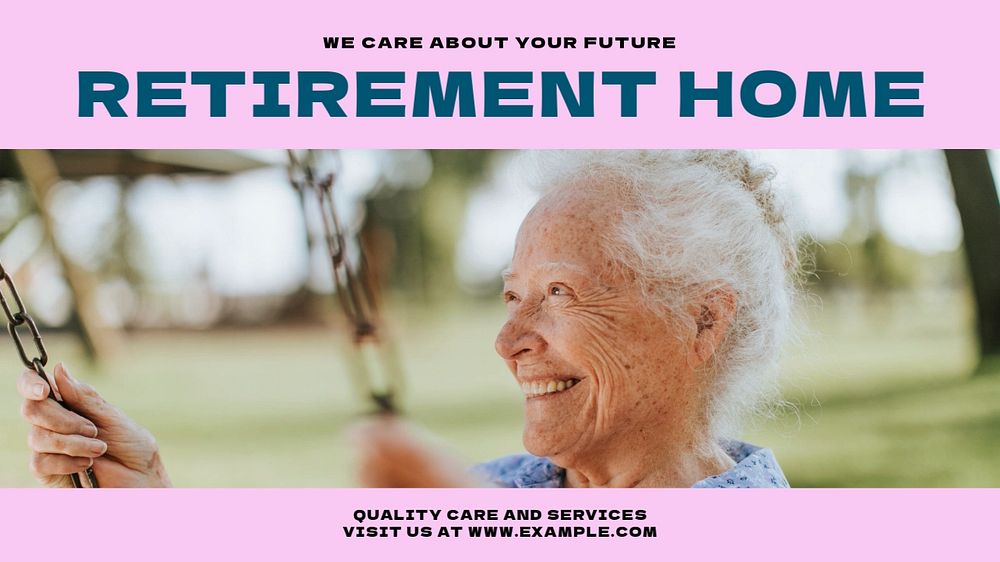 Retirement home blog banner template, editable text & design