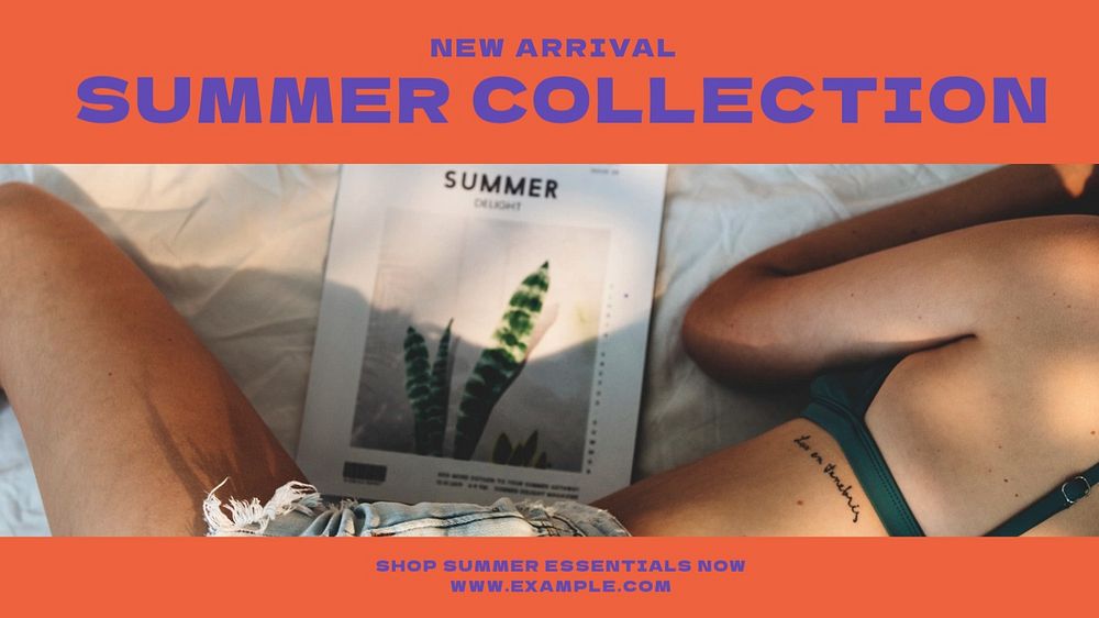 Summer collection blog banner template, editable text & design