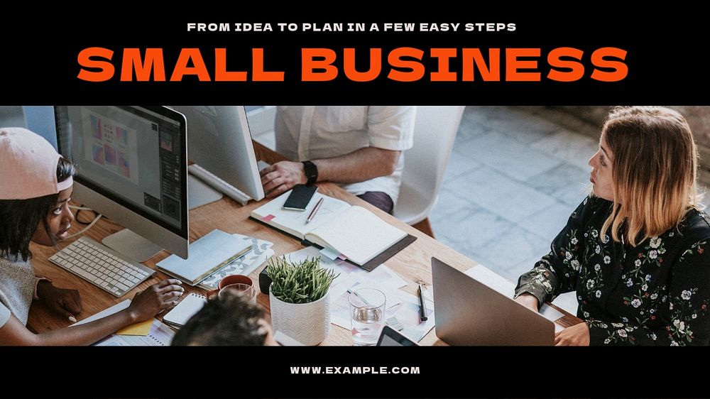 Small business blog banner template, editable text & design