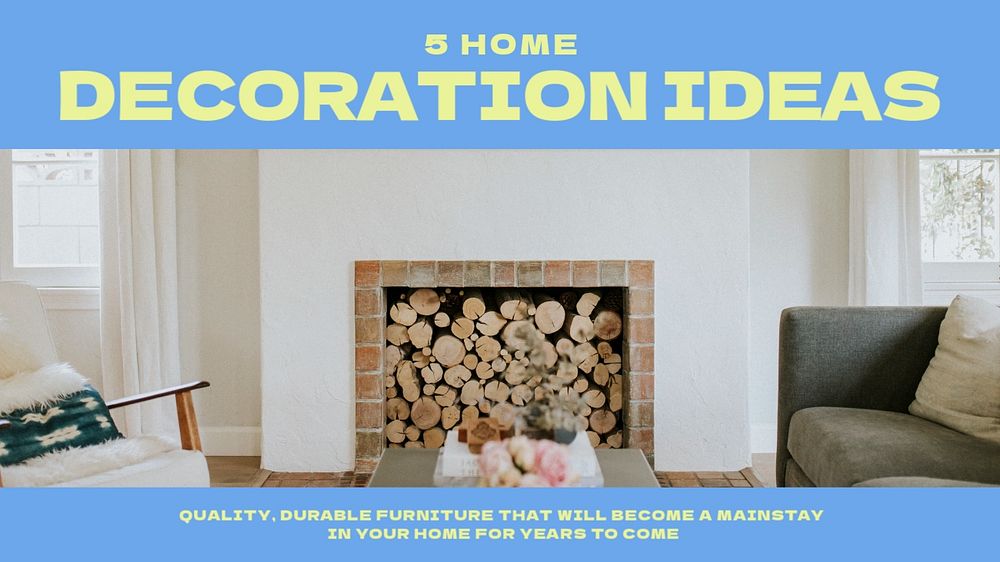 Home decoration ideas blog banner template, editable text & design