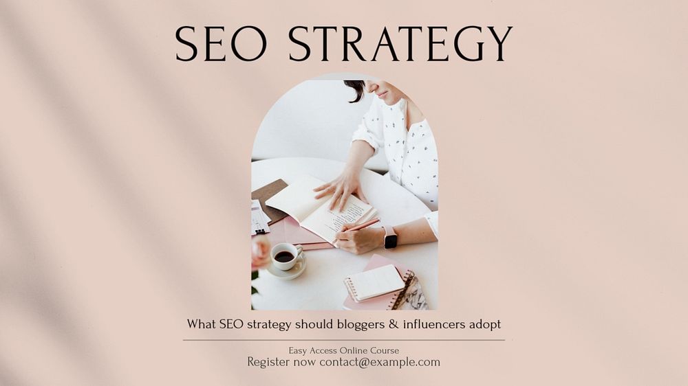 SEO strategy course blog banner template, editable design