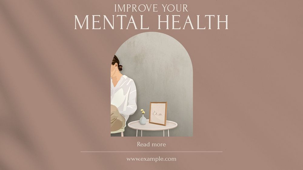 Mental health blog banner template, editable design