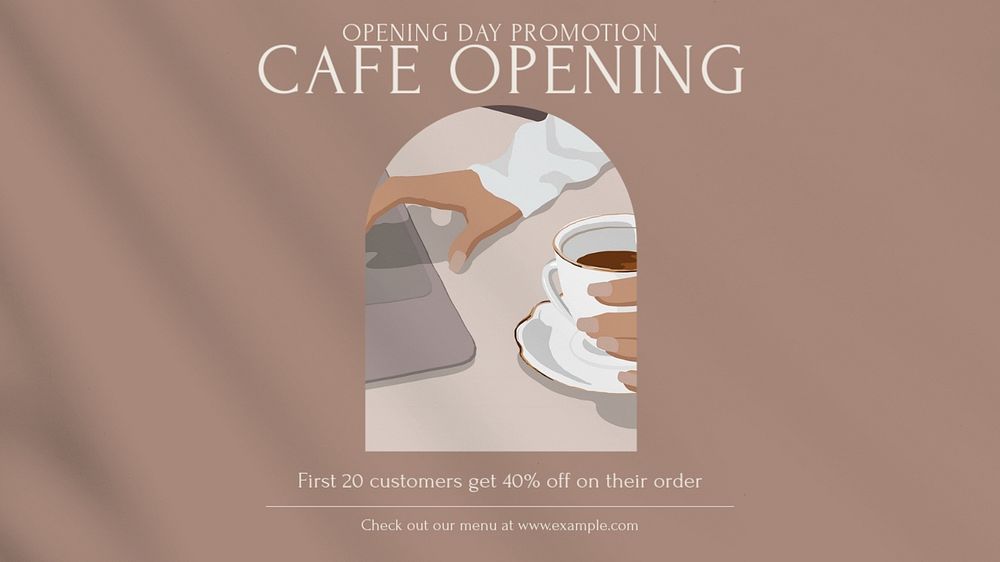 Cafe opening blog banner template, editable design