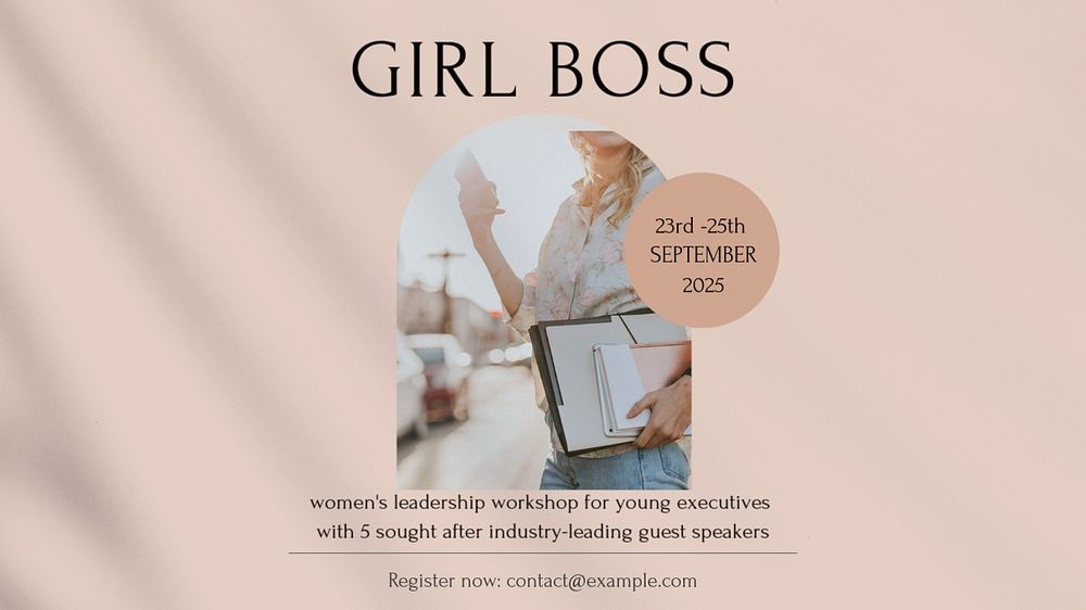 Women's leadership workshop blog banner template, editable design