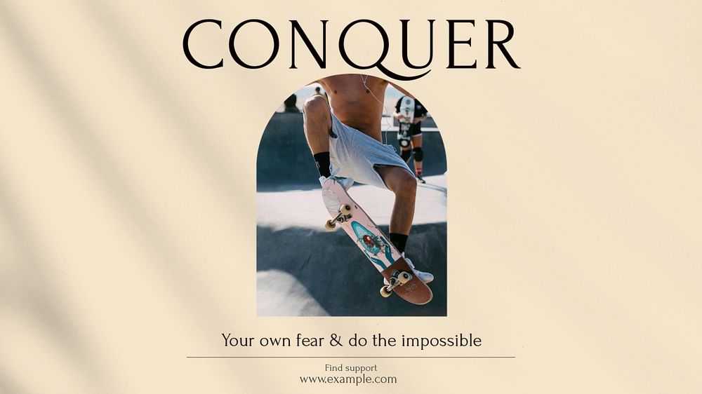 Conquer fear quote blog banner template, editable design