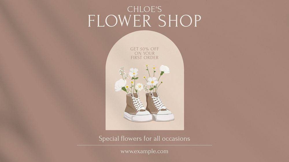 Flower shop blog banner template, editable design