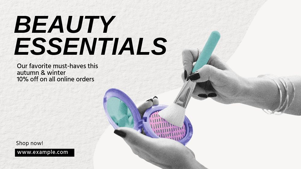 Beauty essentials blog banner template, editable design & text