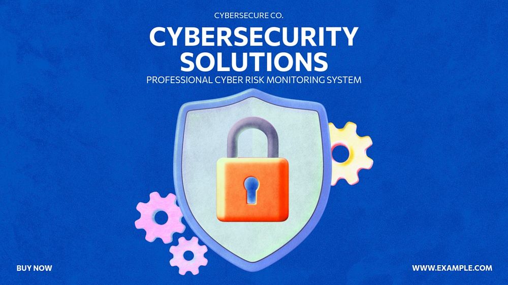 Cybersecurity solutions blog banner template, editable text & design